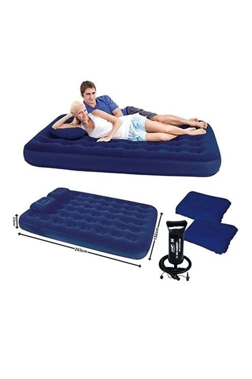Çift Kişilik Şişme Yatak Dahili Pompalı 203x152x22 Cm 2 Yastıklı