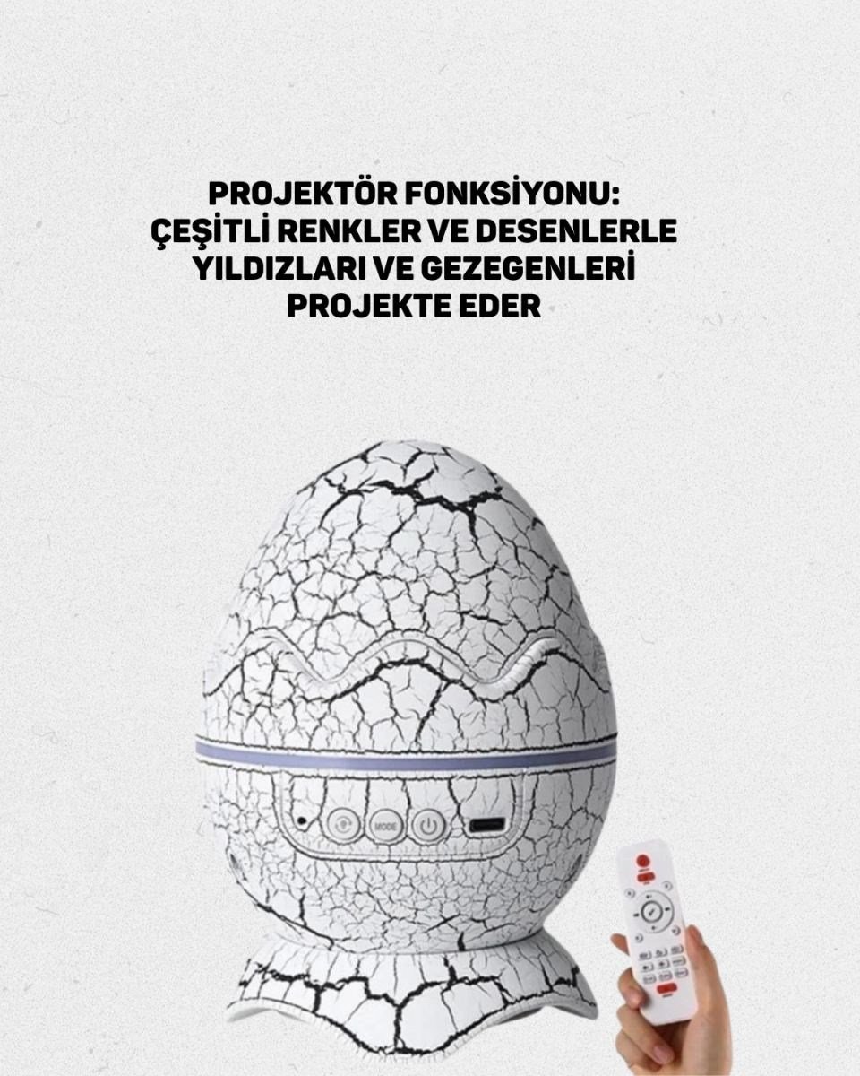 Çocuk Odası İçin Galaxy Projektör + Beyaz Gürültü + Uzaktan Kumandalı