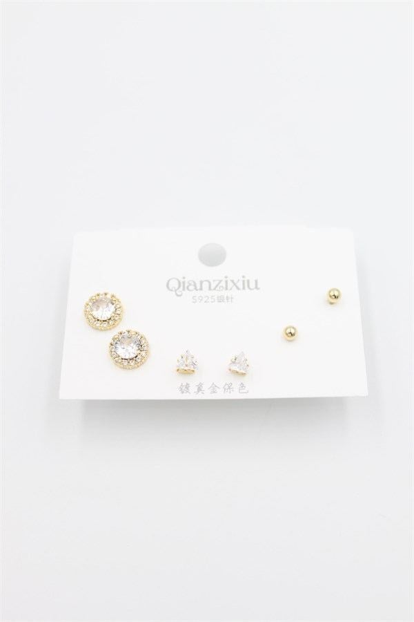 Çoklu Set Küpe - Altın