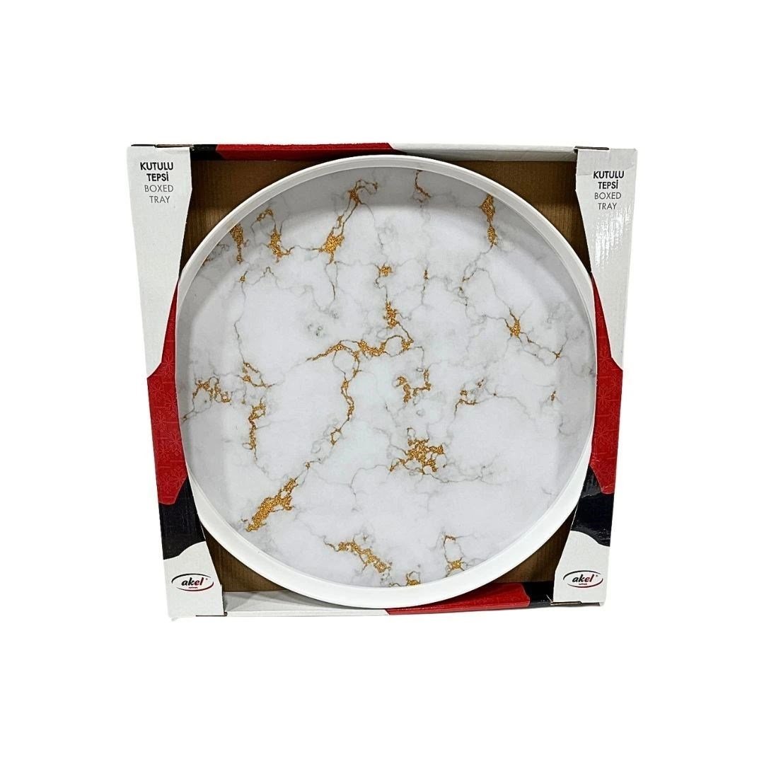 Desenli 40 cm Yuvarlak Melamin Tepsi