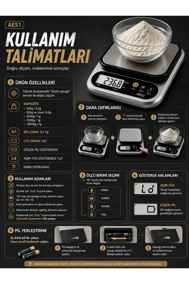 Dijital Mutfak Ve Kahve Tartısı Hassas Gram Terazisi Paslanmaz Çelik Lcd Ekran Çoklu Ölçüm G/oz 10 Kg Kapasite