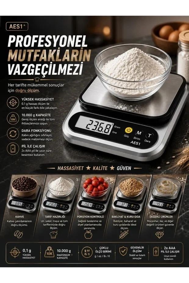 Dijital Mutfak Ve Kahve Tartısı Hassas Gram Terazisi Paslanmaz Çelik Lcd Ekran Çoklu Ölçüm G/oz 10 Kg Kapasite
