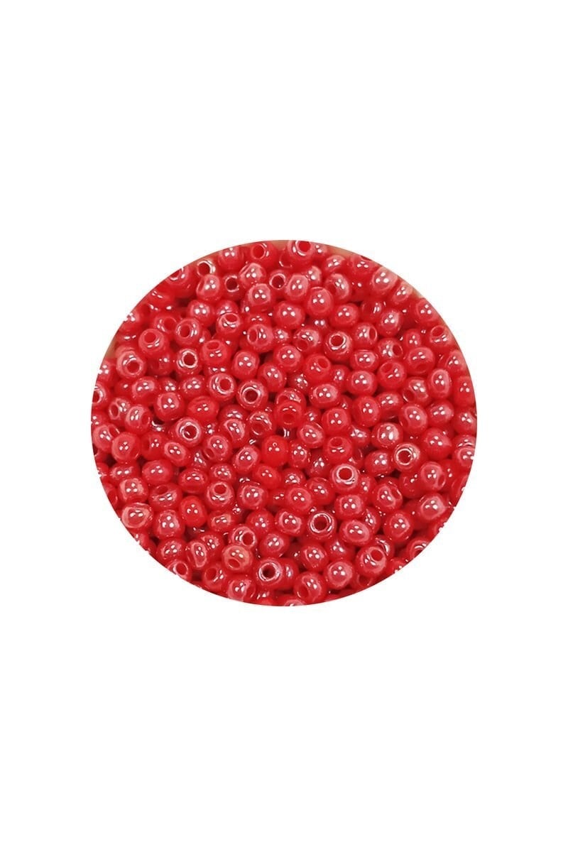 Dökme Cam Kum Boncuk (11/0) 2 mm - 20 Gram -  Kırmızı - BNC004