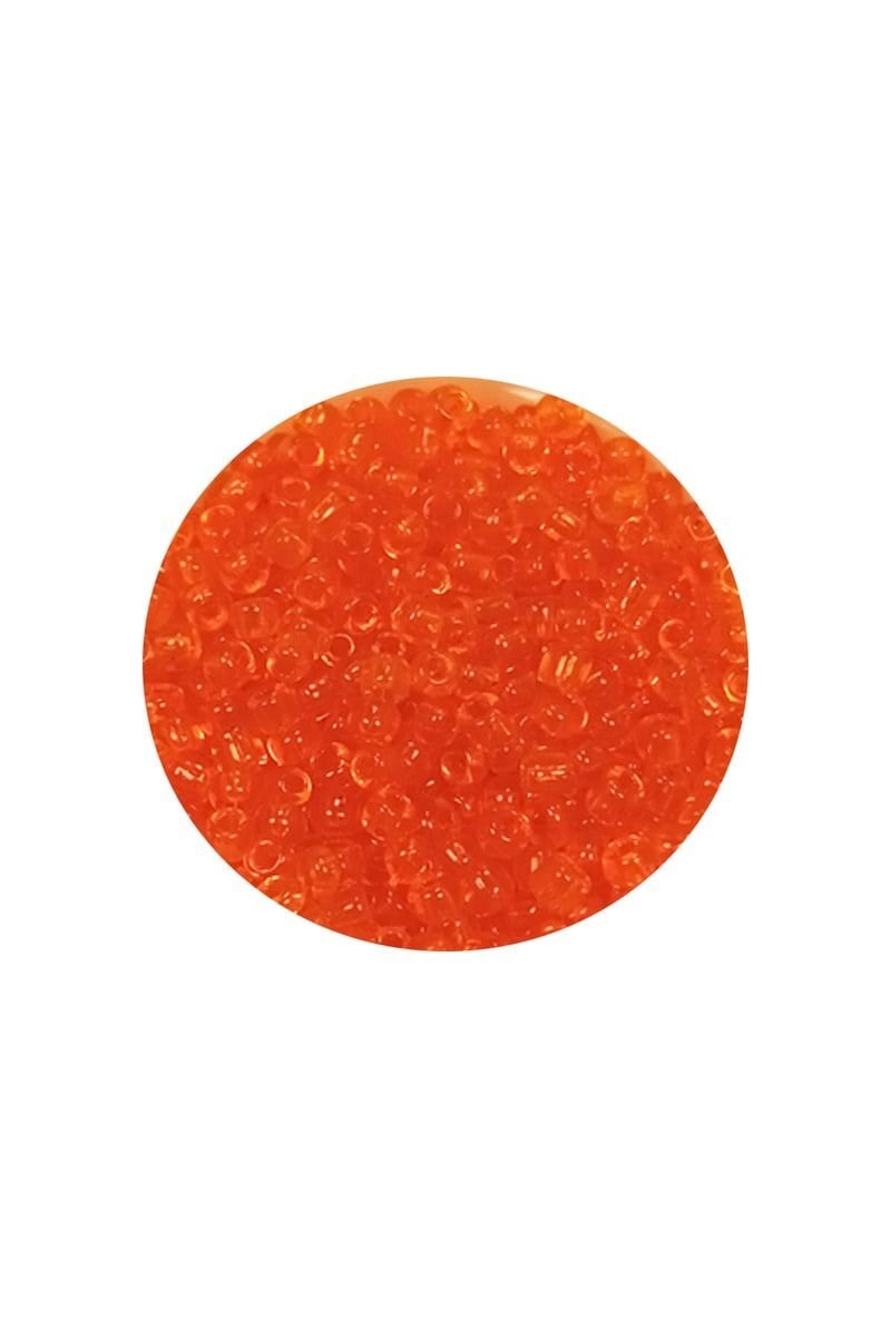 Dökme Cam Kum Boncuk (11/0) 2 mm - 60 Gram -  Şeffaf Turuncu - BNC051