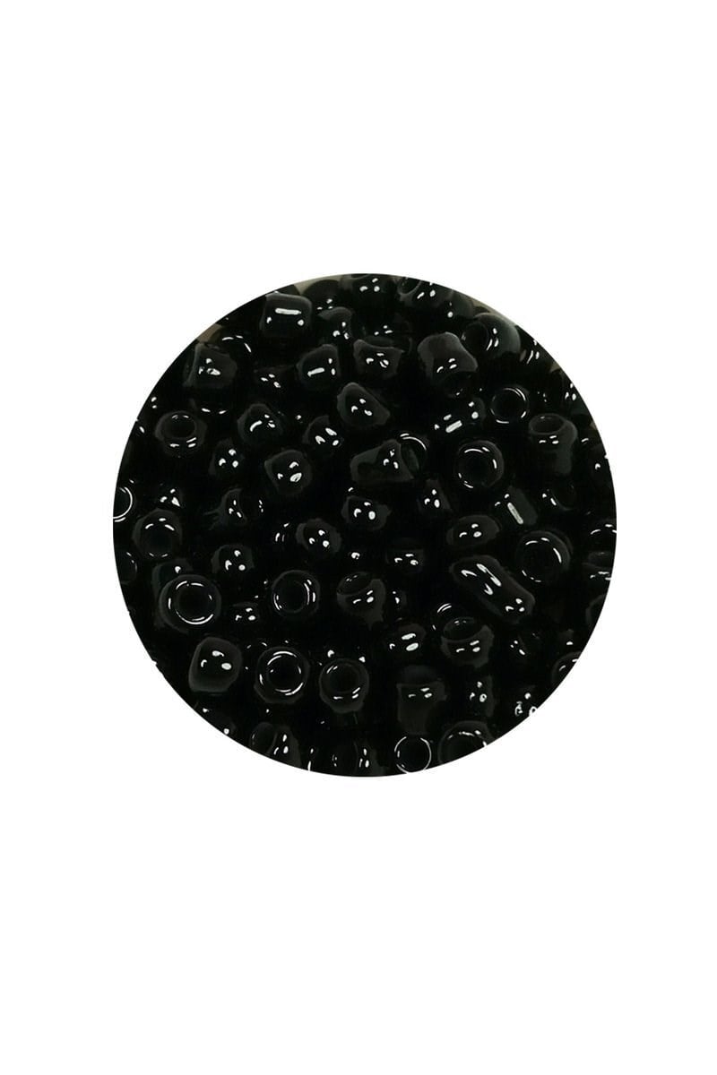 Dökme Cam Kum Boncuk (8/0) 3 mm - 20 Gram - Parlak Siyah - BNC170