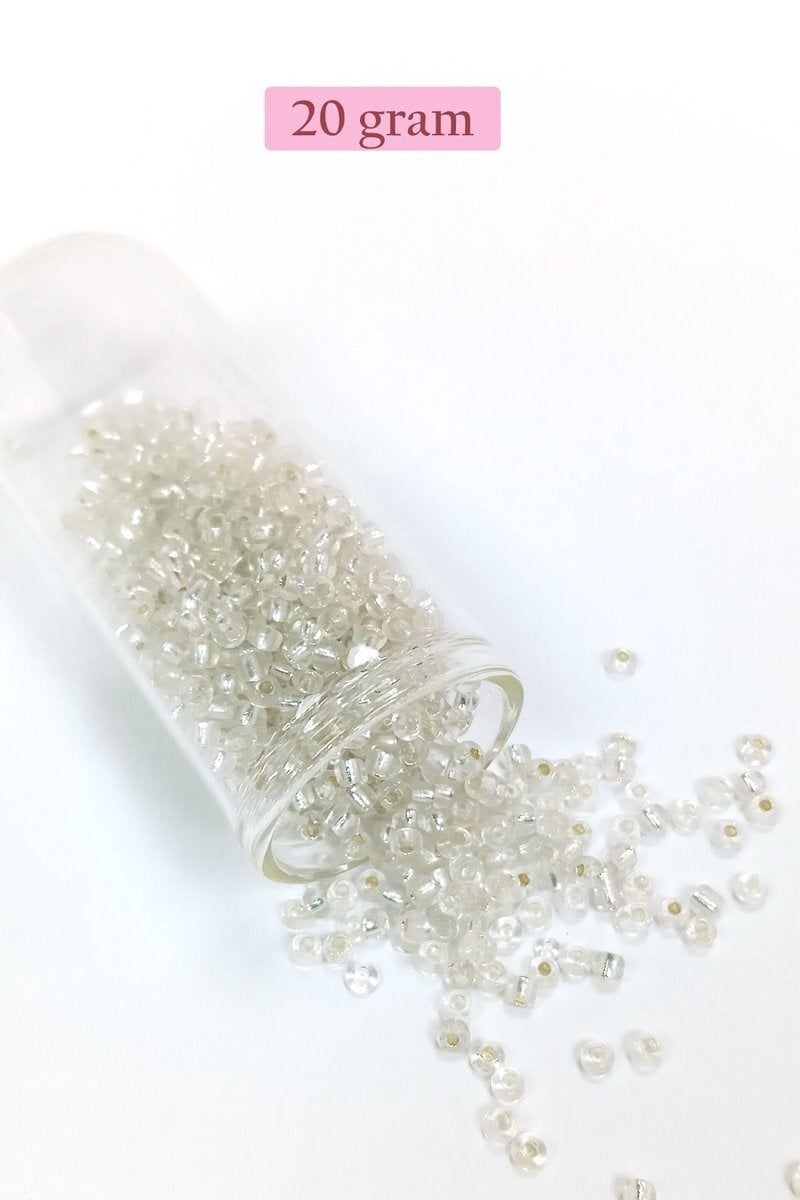 Dökme Cam Kum Boncuk (8/0) 3 mm - 20 Gram - Şeffaf Gümüş - BNC160