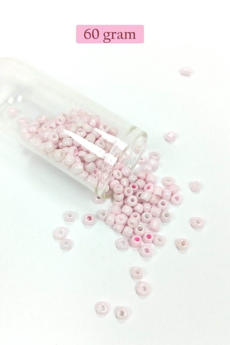 Dökme Cam Kum Boncuk Büyük Boy (6/0) 4 mm - 60 Gram - Toz Pembe - BNC113
