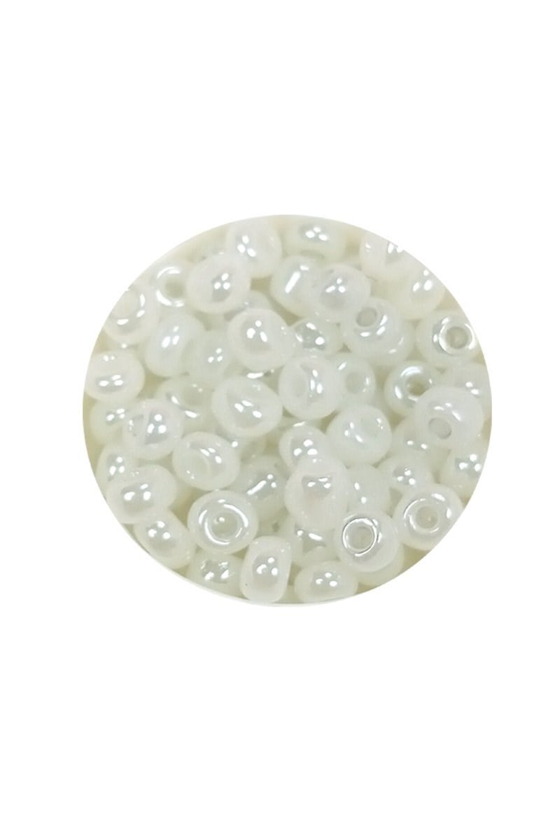 Dökme Cam Kum Boncuk Büyük Boy (6/0) 4 mm - 60 Gram - İnci Beyaz - BNC117