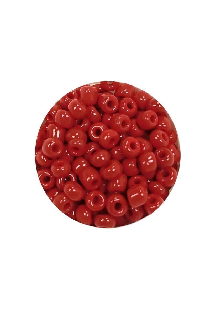 Dökme Cam Kum Boncuk Büyük Boy (6/0) 4 mm - 20 Gram - Koyu Kırmızı - BNC074