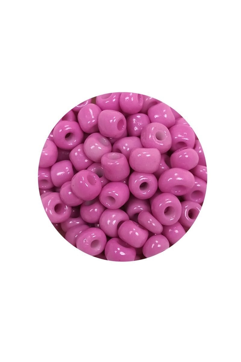 Dökme Cam Kum Boncuk Büyük Boy (6/0) 4 mm - 60 Gram - Koyu Pembe - BNC127