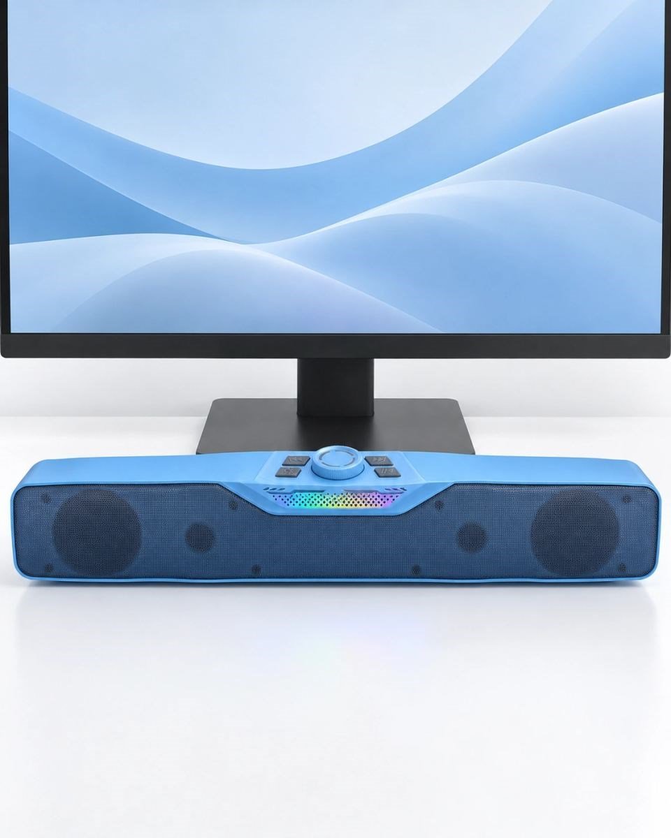 Döner Kontrol Düğmeli Bluetooth 5.4 Kablosuz Hoparlör 6 W Rgb Işıklı Mavi