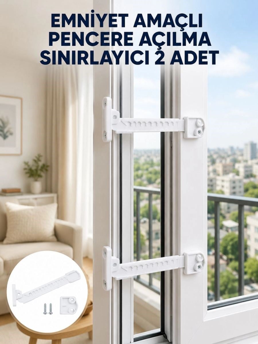 Emniyet Amaçlı Pencere Açılma Sınırlayıcı At 2 Adet Yeni Nesil