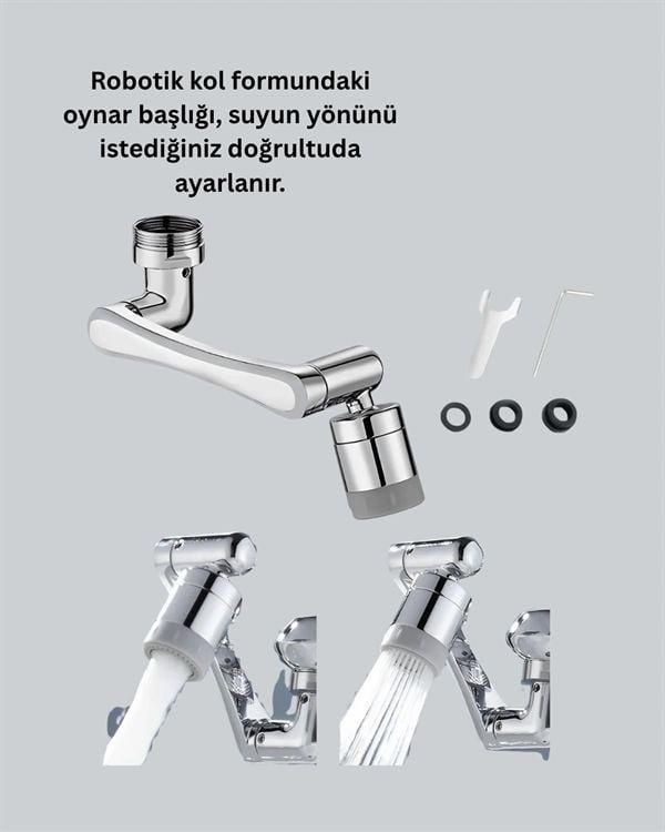 Esnek 1080° Musluk Başlığı 3 Eklemli Hareketli Su Modlu Lavabo Atı