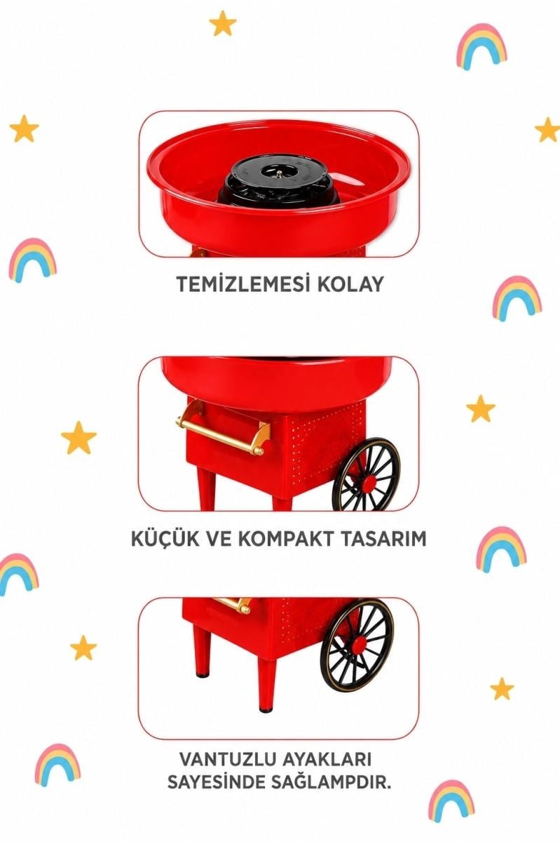 Ev Tipi Pamuk Şeker Makinesi Kompakt Tasarım Çocuklar Ve Partiler İçin
