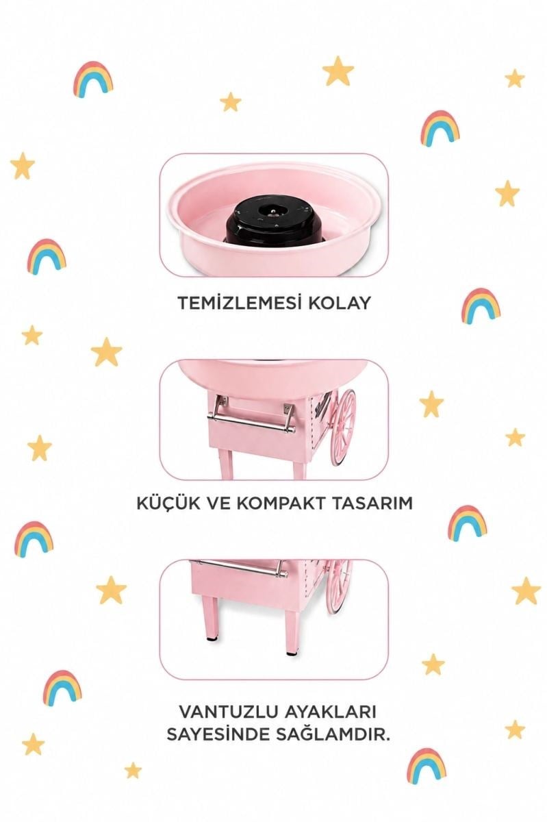 Ev Tipi Pamuk Şeker Makinesi Kompakt Tasarım Çocuklar Ve Partiler İçin Pembe