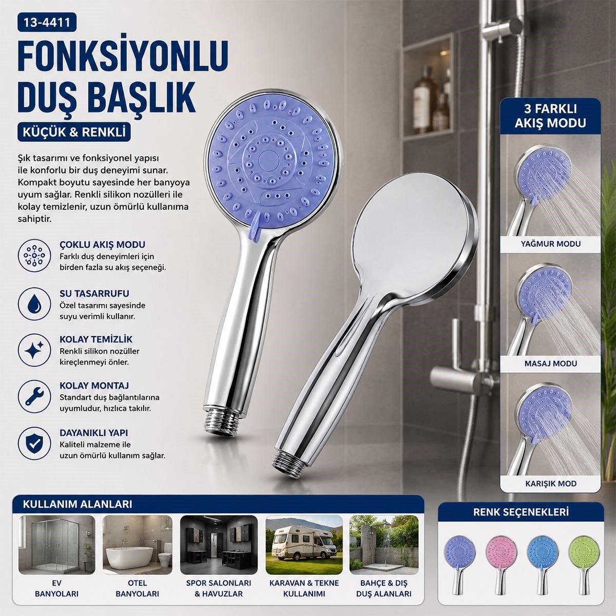 Fonksiyonlu Küçük El Duş Başlığı