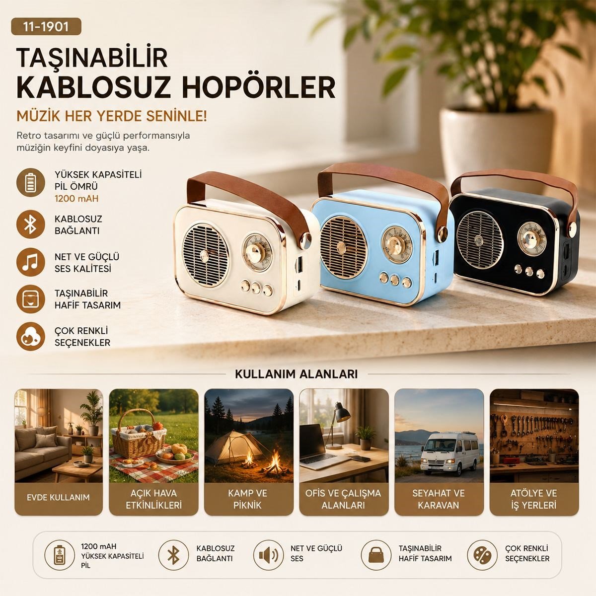 Işıklı Kablosuz Bluetooth Hoparlör USB/TF 5V