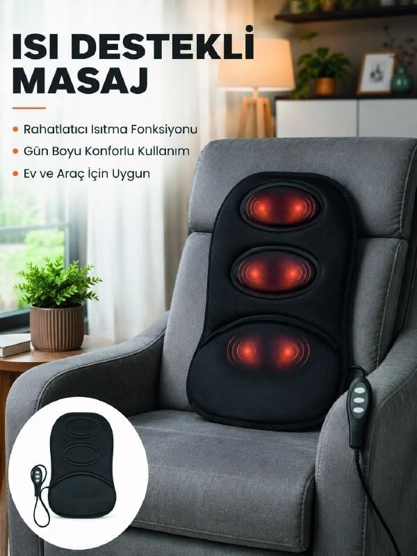 Isıtmalı Masaj Minderi  Masaj Motoru, Kablolu Kumanda Ve Çoklu Masaj Modu