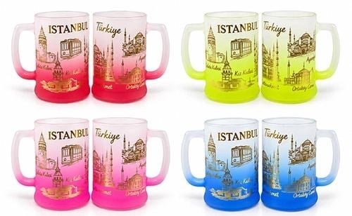 İstanbul Temalı 2'li Cam Kupa Bardak Alk5902