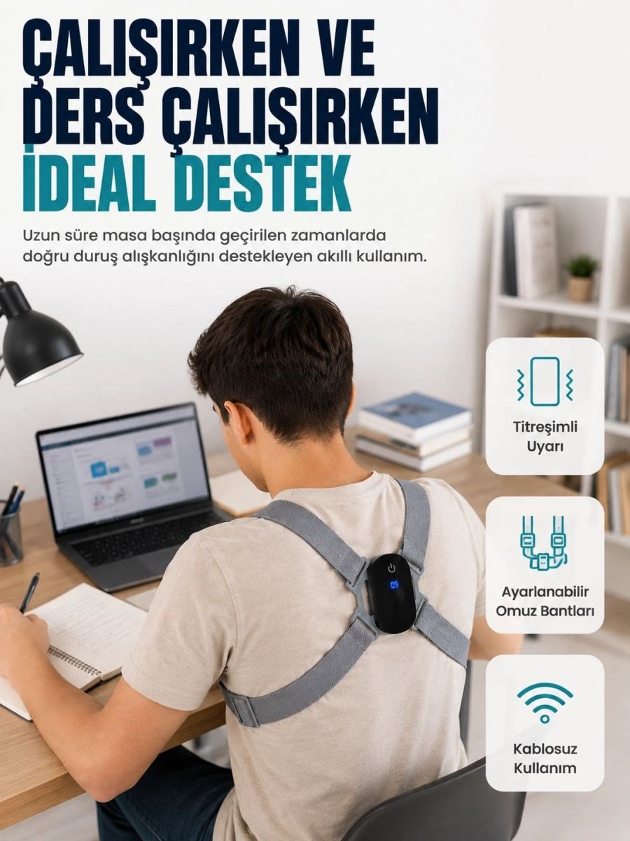 Kablosuz Akıllı Dik Duruş Atı Titreşim Hatırlatma Özellikli Destekleyici