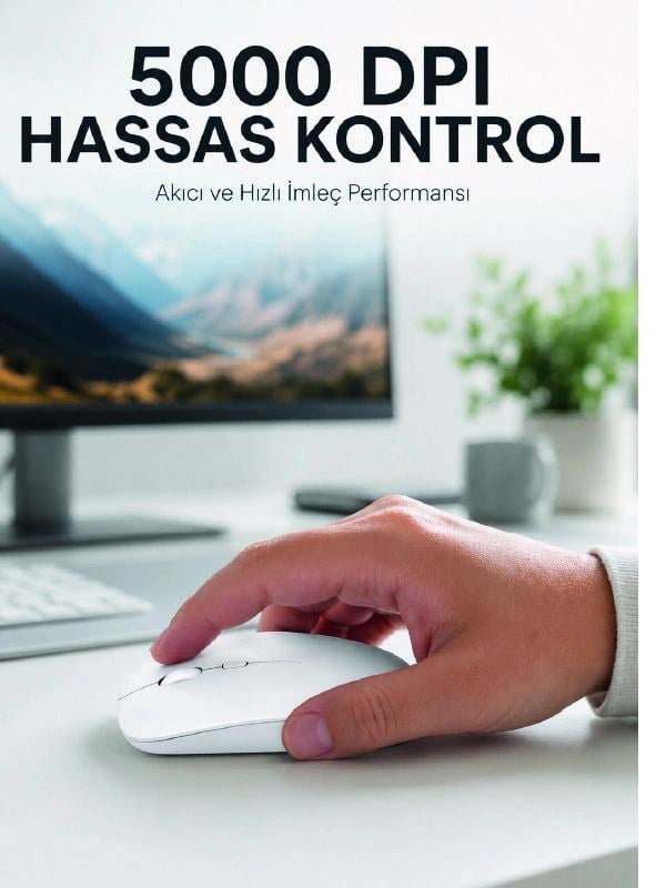 Kablosuz Bluetooth  Mouse Sessiz Tıklama Ergonomik Wireless Fare