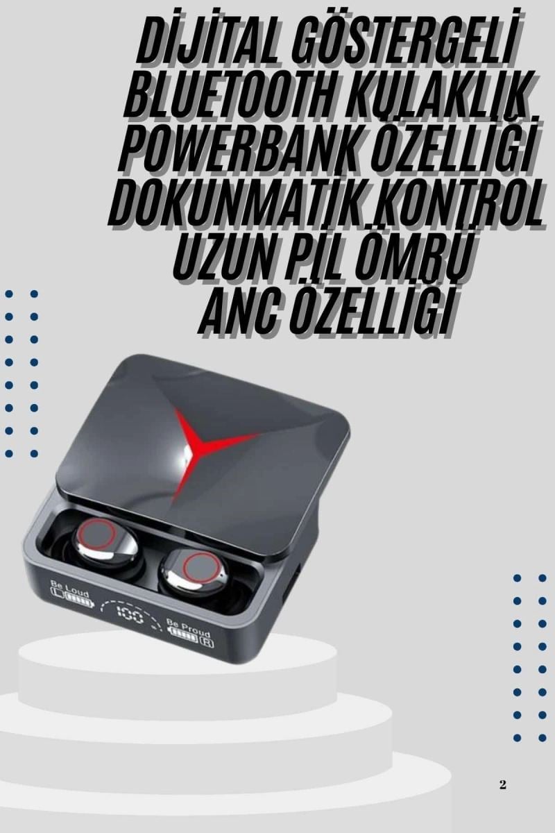 Kablosuz Bluetooth Kulaklık Powerbank Özellikli Göstergeli Hd Mikrofon