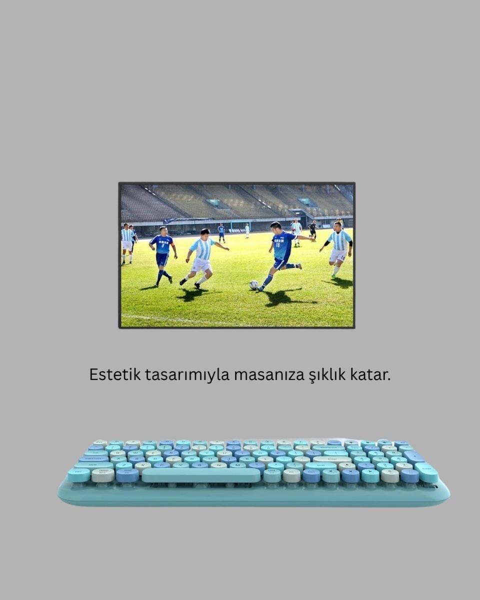 Kablosuz Klavye Ve Mouse Seti – Sessiz Tuş, Retro Tasarım