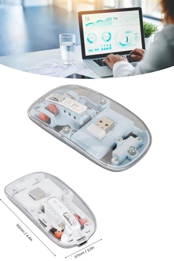 Kablosuz Mouse Fare Şarjlı Bluetooth Wireless Çift Modlu Sessiz