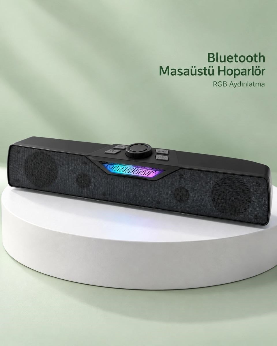 Kablosuz Müzik Dinleme Bluetooth Hoparlör Rgb Aydınlatmalı Siyah