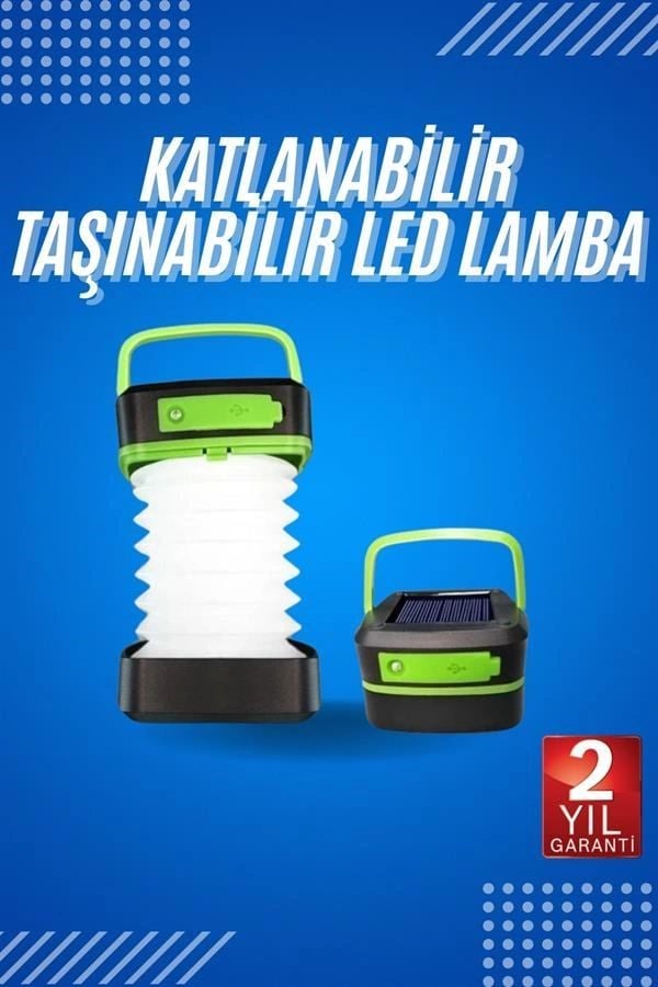 Kamp Lambası Katlanabilir Lamba Solar Şarjlı Led Lamba El Fenerli