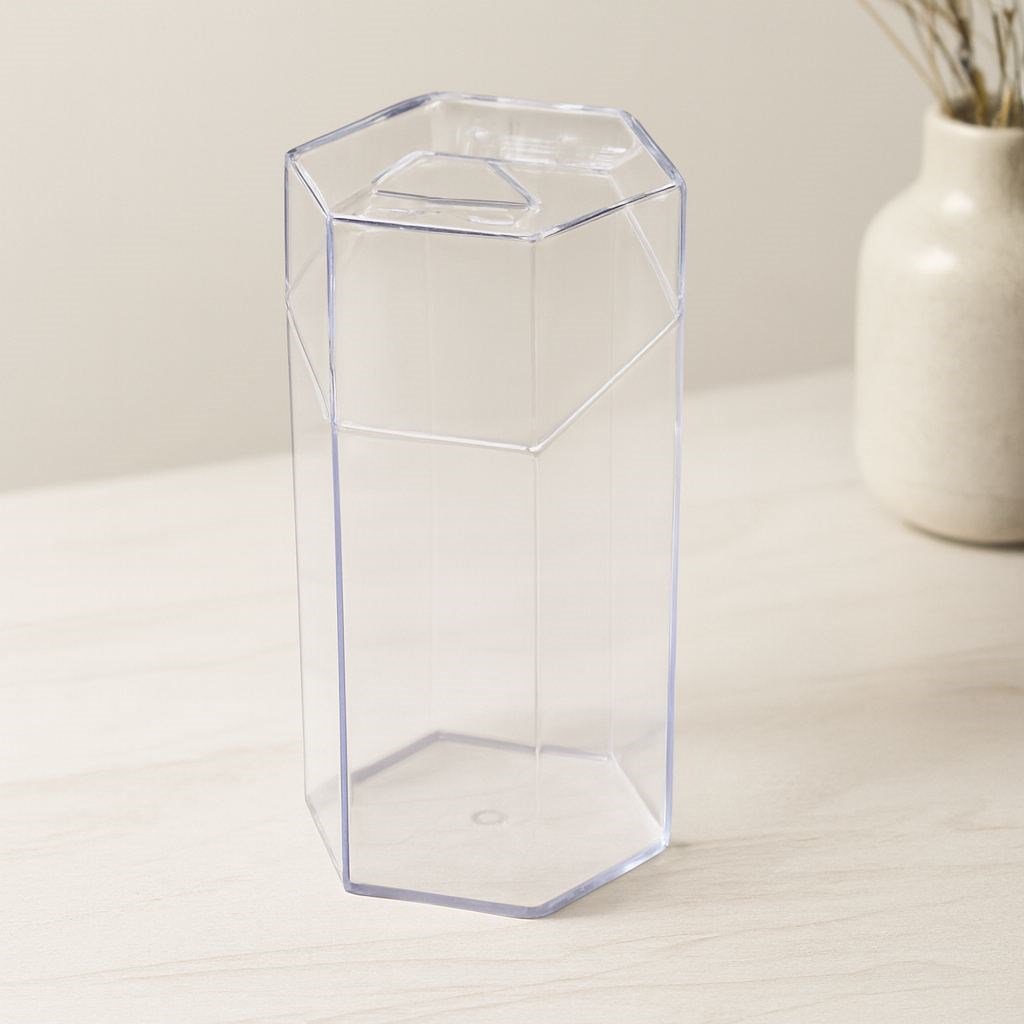 Kapaklı Makyaj Fırça Organizeri (6 Bölmeli) Mika Kristal Plastik 10x8.9x20 cm