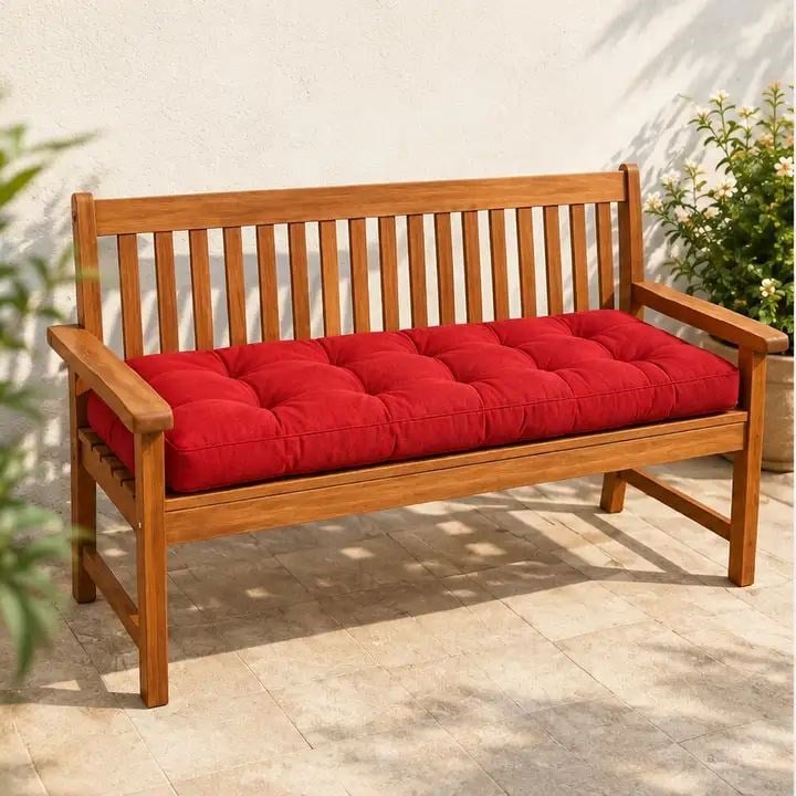 Kapitone Bank Minderi · 100 × 45 × 4 cm · Kırmızı