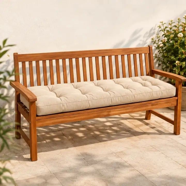Kapitone Bank Minderi · 100 × 45 × 4 cm · Krem