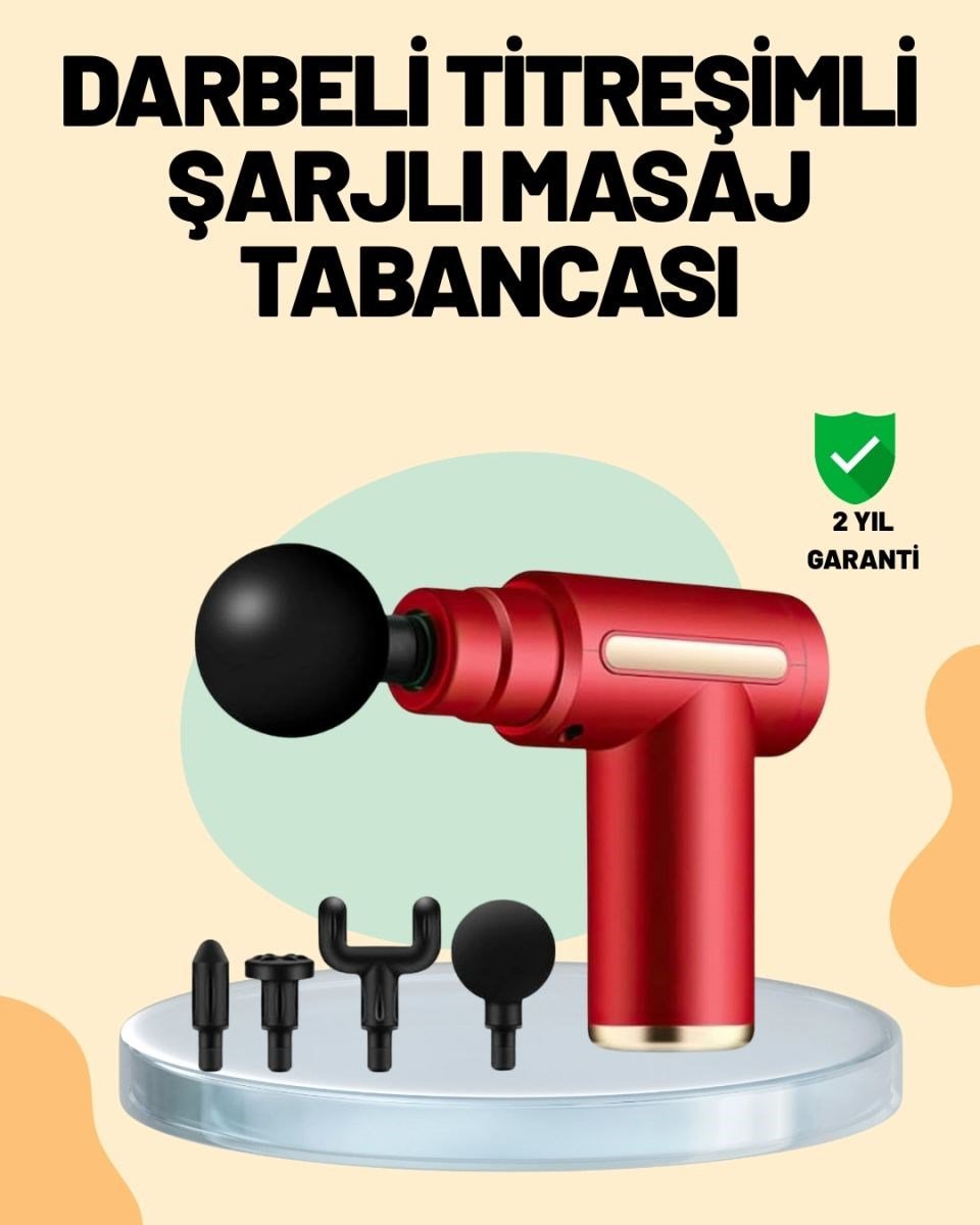 Kas Gevşetici Masaj Tabancası 4 Başlık Ve Ayarlanabilir Hız
