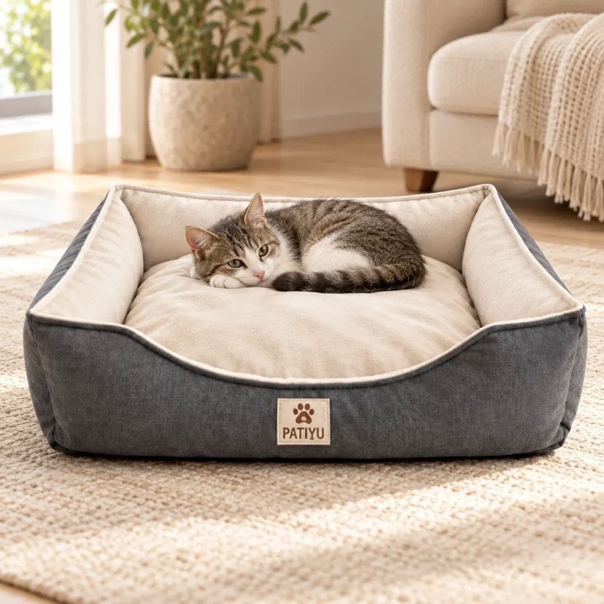Kedi Köpek Yatağı Luna Premium Yatak - Gri / Large