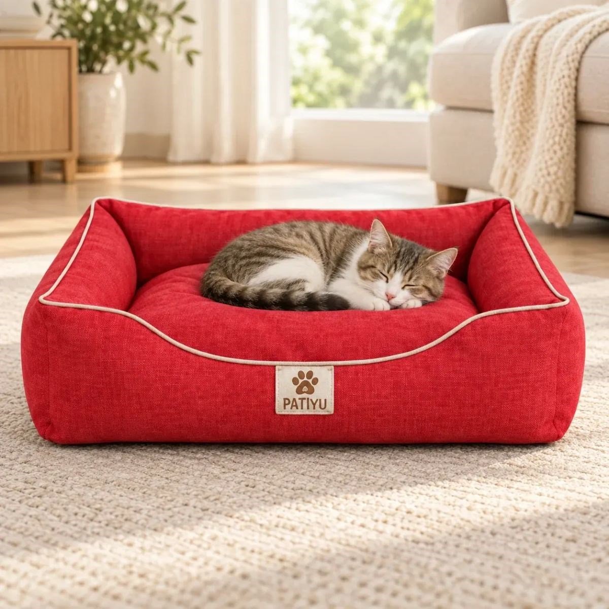Kedi Köpek Yatağı Vera Premium Yatak - Bordo / Medium