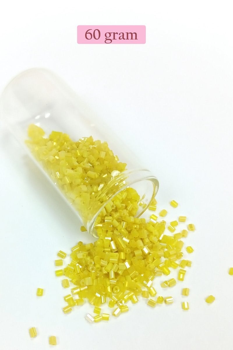 Kesme Cam Boncuk 2mm - 60 Gram - Koyu Sarı - BNC385