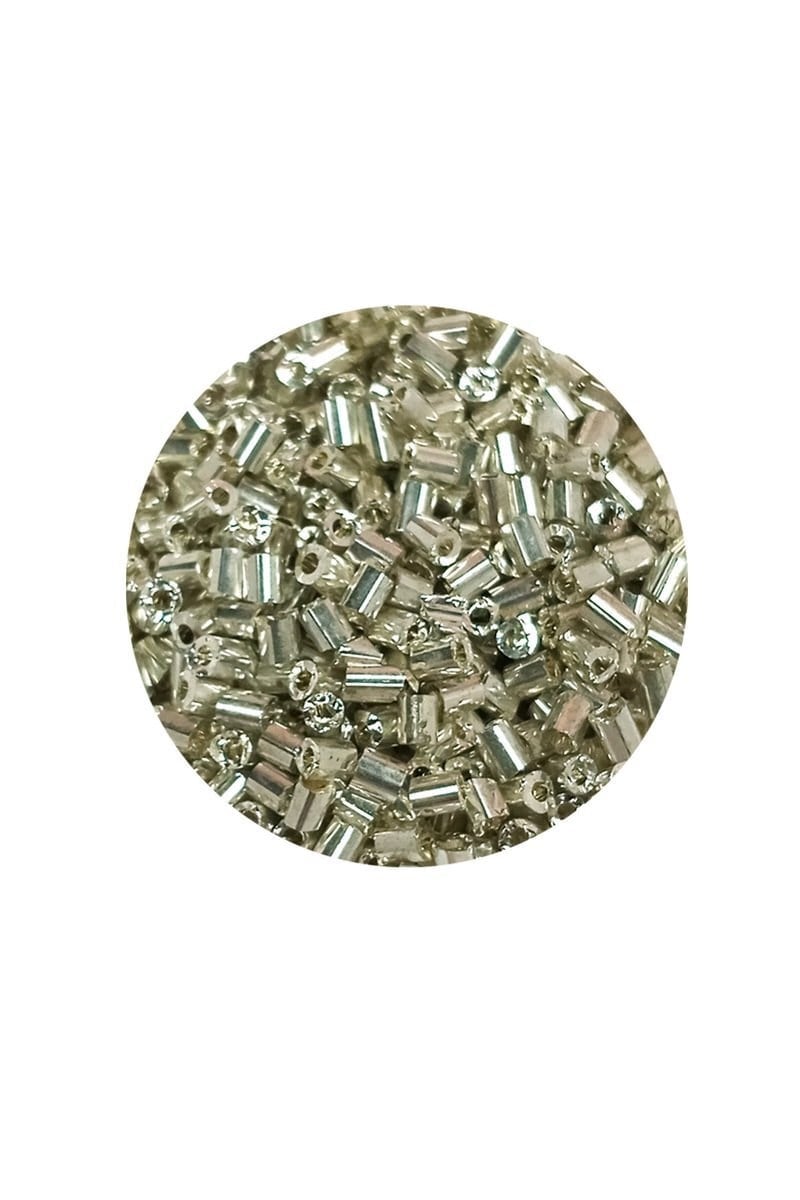 Kesme Cam Boncuk 2mm - 60 Gram - Parlak Gümüş - BNC376