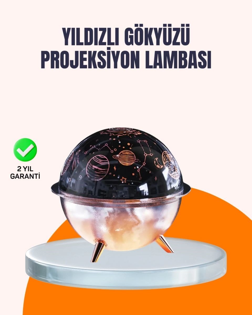 Kozmik Işık Efektli Projeksiyonlu Nemlendirici Gece Işığı
