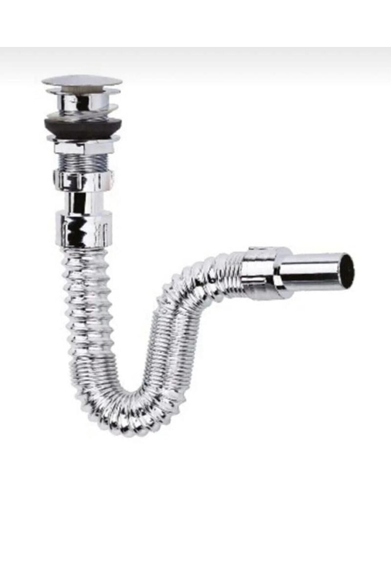 Krom Basmalı Sifon -körüklü Sifon Bas Stoplu Lavabo Mutfak Sifonu-paslanmaz