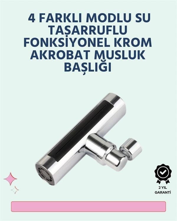 Krom Kaplamalı Çok Fonksiyonlu Musluk Başlığı | Paslanmaz Malzeme