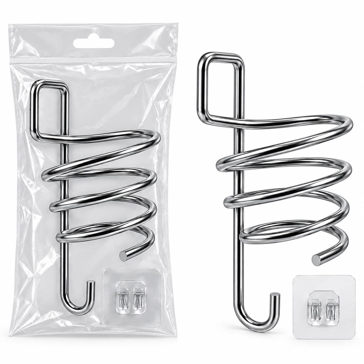 Krom Metal Fön Makinesi Askısı Yapışkanlı