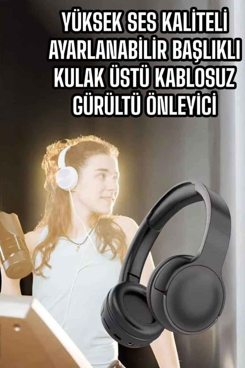 Kulak Üstü Kablosuz Bluetooth Kulaklık Gürültü Önleyici Uzun Şarj Süreli