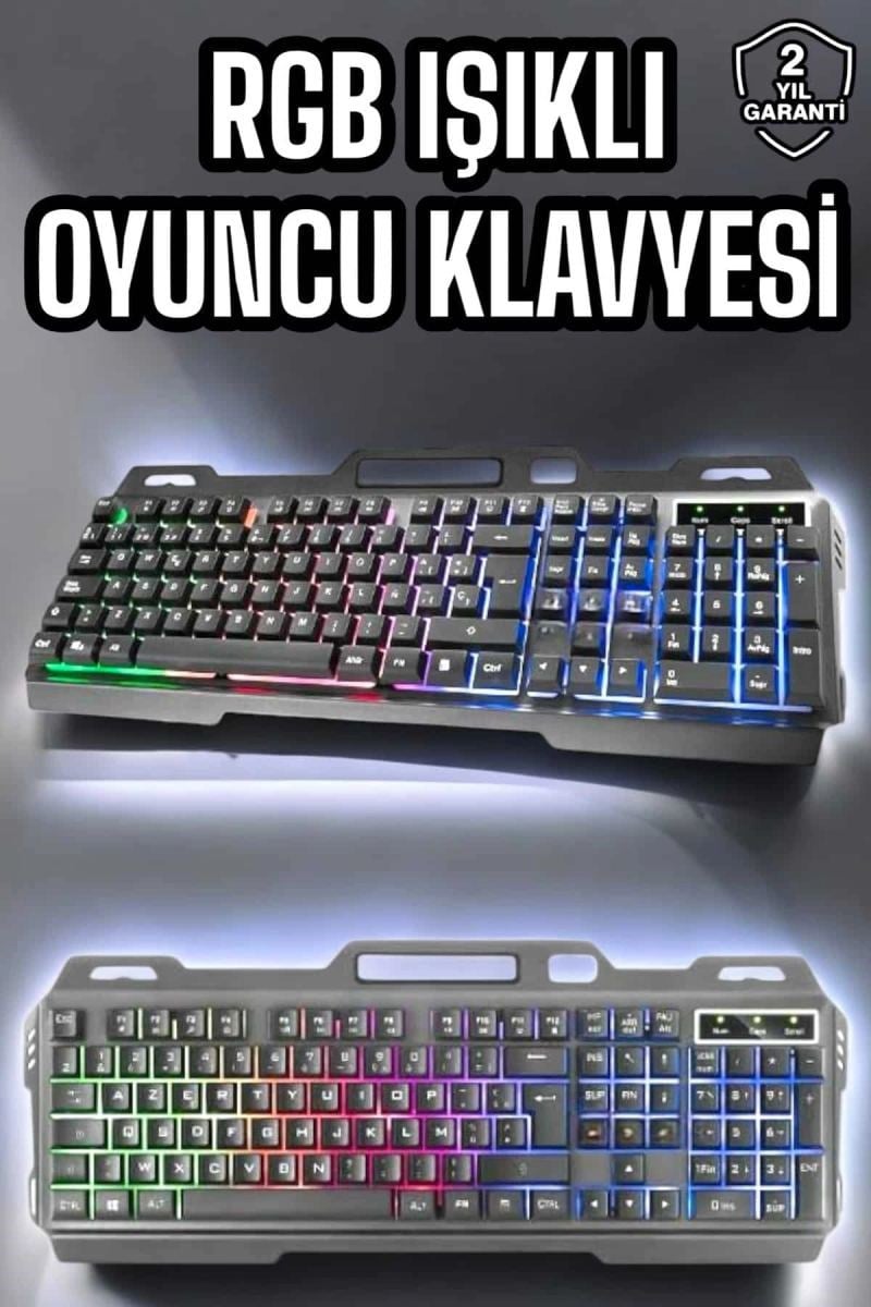 Led Işıklı  Klavye Usb Girişli Rgb Işıklı Q Klavye Mouse Hediyeli