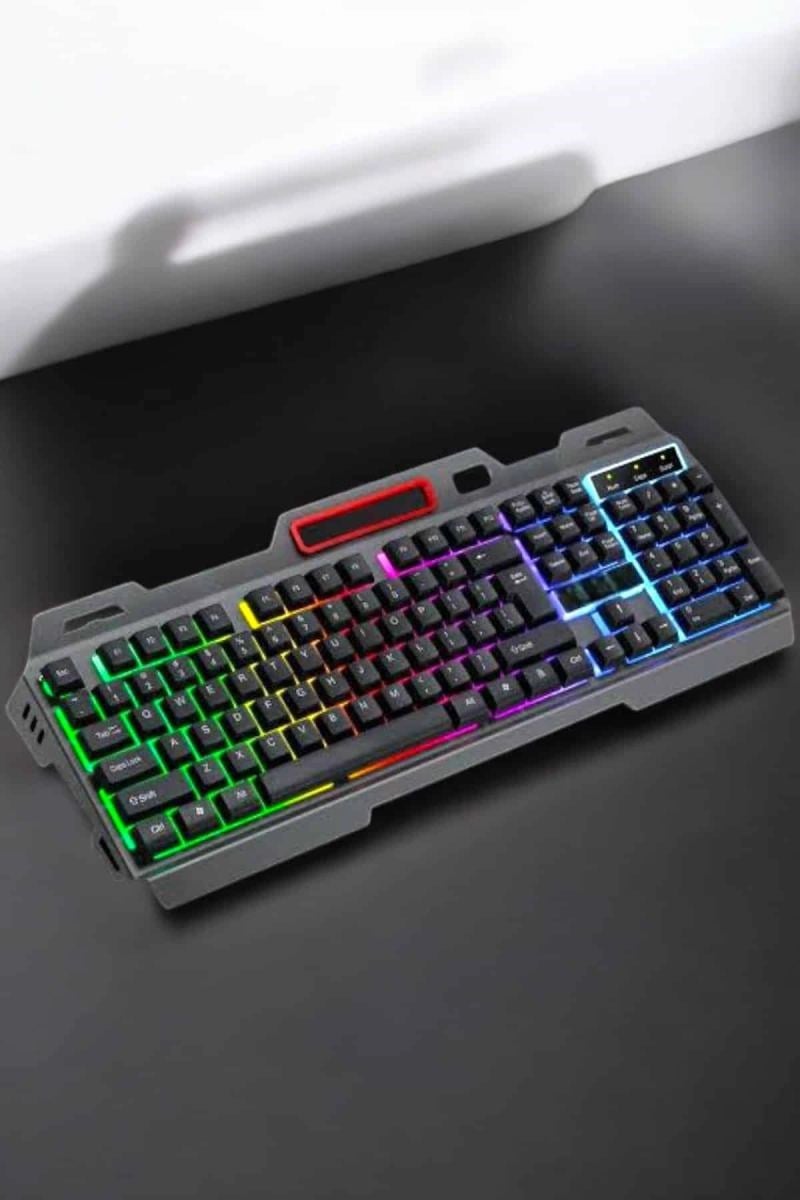 Led Işıklı  Klavye Usb Girişli Rgb Işıklı Q Klavye Mouse Hediyeli