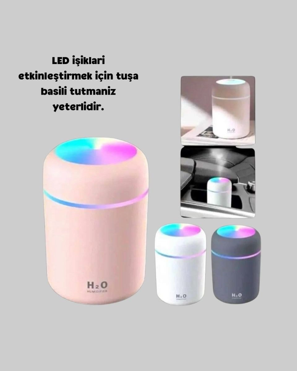Led Işıklı Usb Nemlendirici – Sürekli Ve Aralıklı Püskürtme Modu