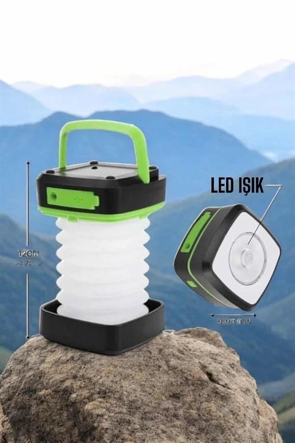 Led Lamba Kamp Lambası Hafif Taşınabilir Şarj Süreli Akordeon El Fenerli