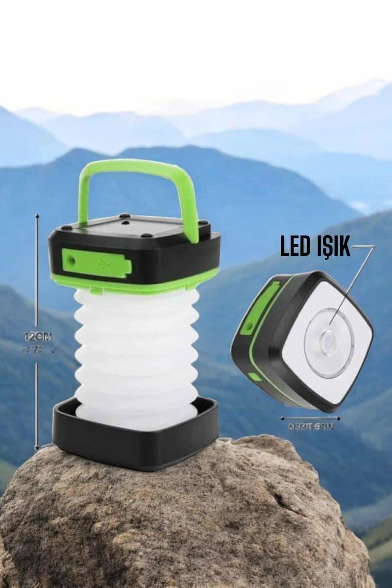 Led Lamba Kamp Lambası Hafif Taşınabilir Şarj Süreli Akordeon El Fenerli