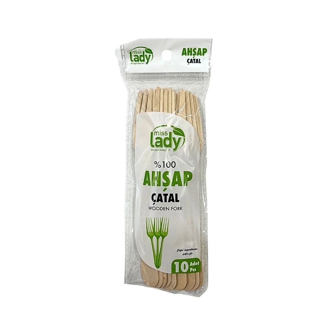 Lüx Ahşap Çatal 10'li