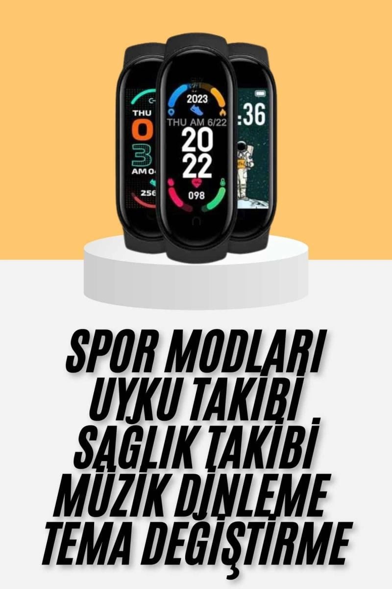 M6 Akıllı Bileklik Siyah Adımsayar Spor Takibi Android Ve İos Uyumlu